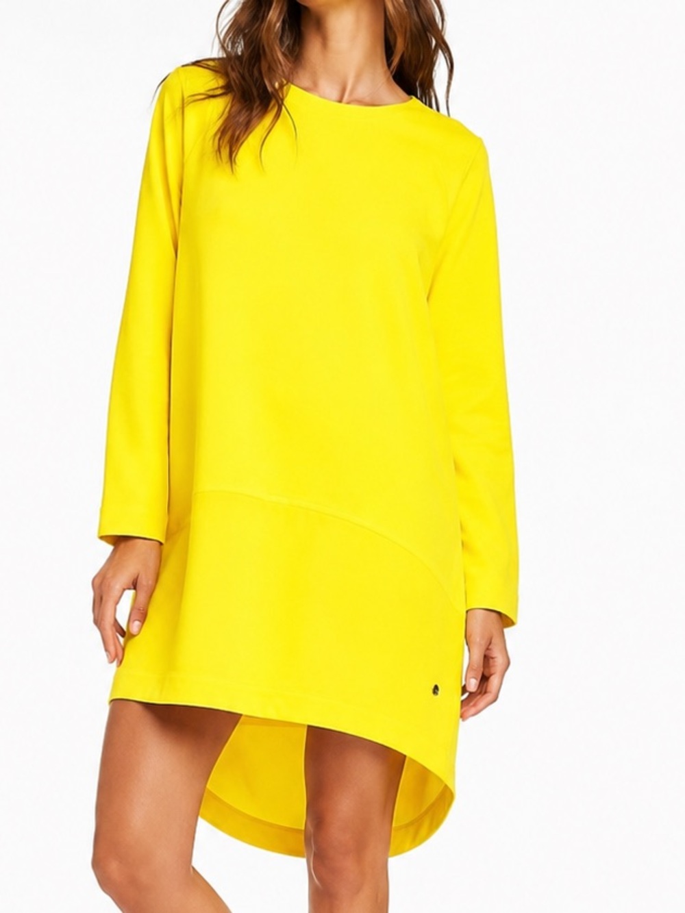 FRNCH Yellow Loose Fit Mini Dress High Low Hem 3/4” Sleeves - also a Tunic Top
